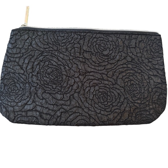 Lancome Black Cosmetic Bag with Embossed Rose Design - Picture 1 of 4